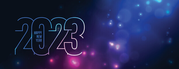 new year eve 2023 shiny banner in line style