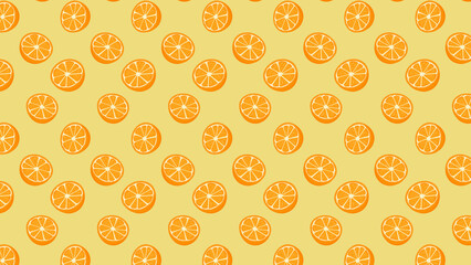 Ripe orange seamless isolated on yellow background, Fresh booster 