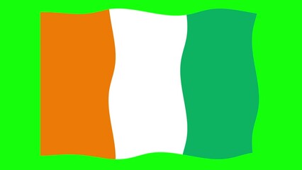 Cote d'Ivoire Waving Flag 2D Animation on Green Screen Background. Looping seamless animation. Motion Graphic - Powered by Adobe