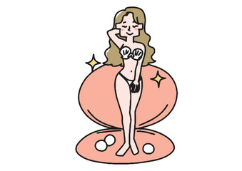 貝殻の水着を着ている女性（カラー）