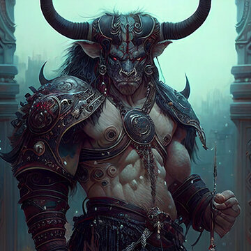 Portrait of a minotaur created with generative AI technology
