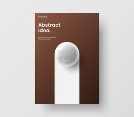Simple realistic spheres placard template. Abstract front page A4 design vector concept.