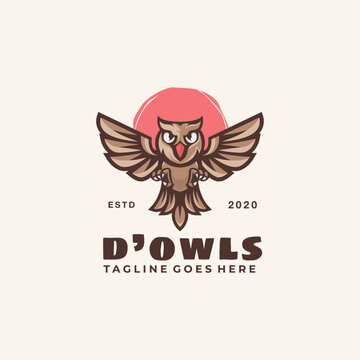Mascot Cartoon Character Owl Logo Design Vector Illustration Template Idea