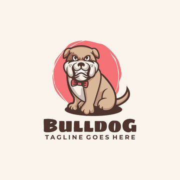 Bulldog Cartoon Character Logo Design Vector Illustration Template Idea
