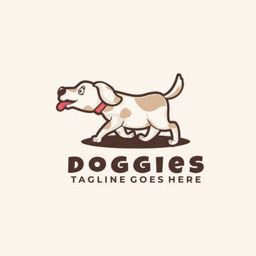 Mascot Cartoon Character walking dog Logo Design Vector Illustration Template Idea