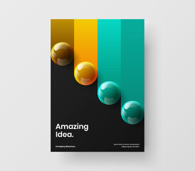 Bright 3D balls leaflet layout. Simple poster A4 design vector illustration.