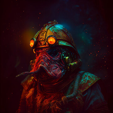 Space fishman created with generative AI technology