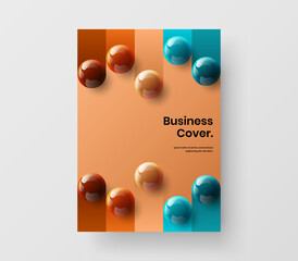 Bright brochure design vector template. Abstract realistic balls pamphlet concept.
