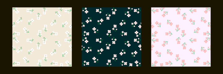 Floral seamless patterns. Vector design for paper, cover, fabric, interior decor and other users