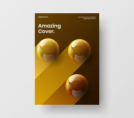 Isolated realistic spheres book cover layout. Bright banner vector design concept.