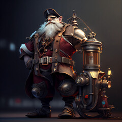Naklejka premium A steampunk Santa Claus created with generative AI technology