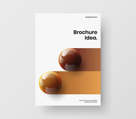 Abstract pamphlet A4 vector design illustration. Isolated 3D spheres leaflet concept.