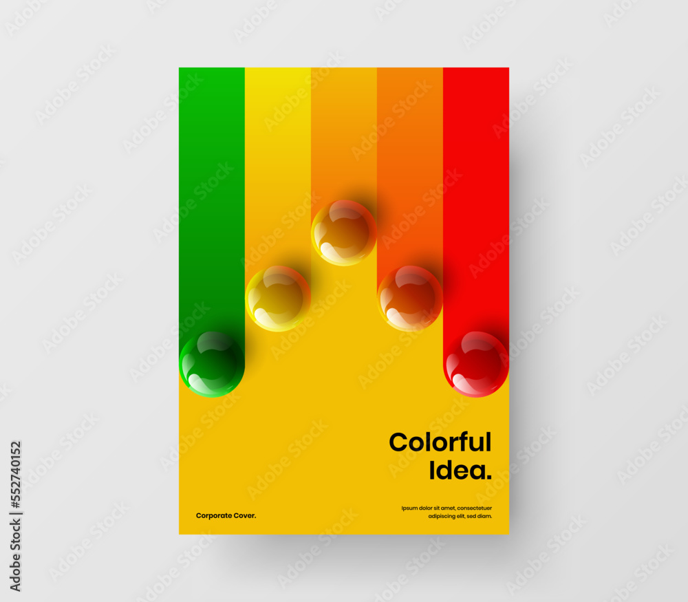 Canvas Prints simple front page vector design layout. multicolored 3d spheres leaflet concept.
