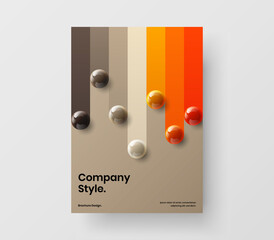 Original realistic spheres catalog cover layout. Clean pamphlet A4 design vector illustration.