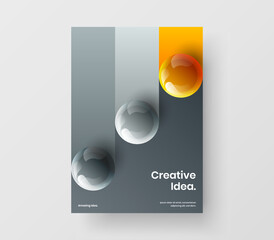 Fresh 3D balls booklet template. Geometric front page vector design concept.