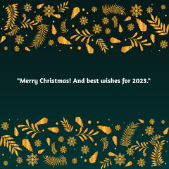 Vintage Merry Christmas Postcard/ Illustration of an elegant christmas vintage background, with beautiful typography and grunge texture, for christmas and new year's eve holidays