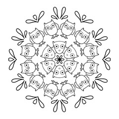 Easy mandala, Circular flower mandalas pattern for Henna, Mehndi, tattoo, decoration. Decorative ornament in ethnic oriental style. Outline doodle hand draw