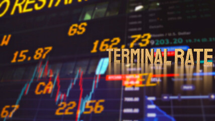 The gold terminal rate on business background  3d rendering