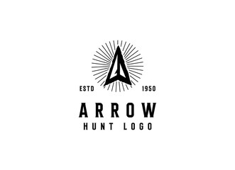 Vintage Retro Rustic Native Arrowhead Spear for Arrow Hunting Hipster Logo Design