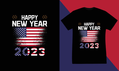 Happy new year 2023 tshirt design premium vector
