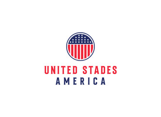 Shield Emblem Sport Team, Patriotic, USA Flag, Icon Vector Logo Design Template Illustration