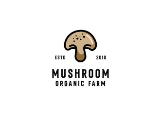 mushroom farm logo vintage vector illustration design, champignon mushroom logo design