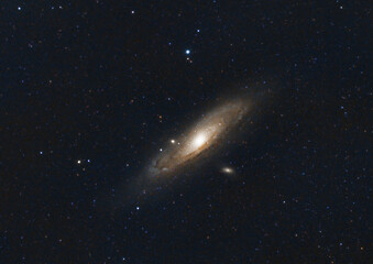 Andromeda Galaxy Long Exposure photo, taken with star tracker and small telescope. Bortle 6 location