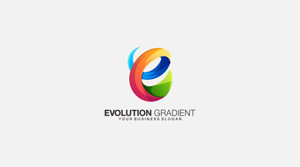 Evolution gradient Letter E logo design illustration vector icon