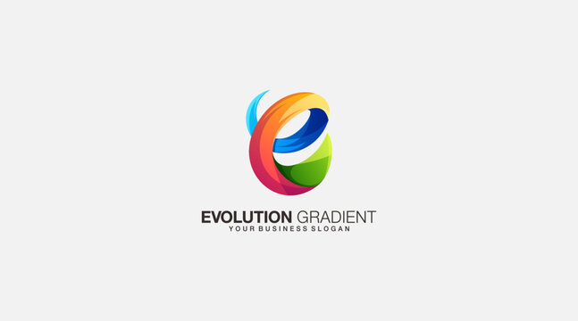 Evolution gradient Letter E logo design illustration vector icon