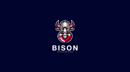 Bison vector logo design illustration icon