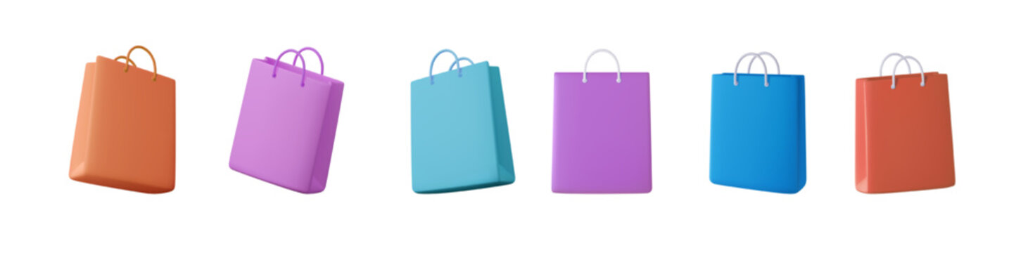 3d Shopping bag, handbag. Sale, discount, promotion, shopping concept.