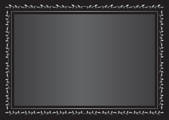 葉っぱ飾りのモノクロの上品なフレーム