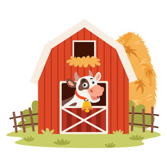 Farm Scene With Cartoon Animals