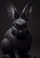 Obraz na płótnie Canvas Black bunny. Photorealistic illustration generated by Ai. Generative art