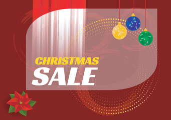 Christmas Sale Vector illustration, Typography with snowflake on red background
