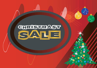 Christmas Sale Vector illustration, Typography with snowflake on red background
