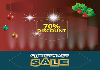Christmas Sale Vector illustration, Typography with snowflake on red background
