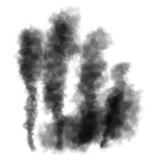 Smoke pollution collection, isolated, transparent background. Set of realistic black smoke steam, waves from vehicles, factory, pollution . Fog and mist effect