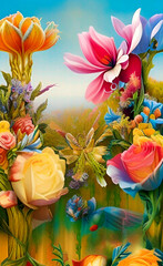 Fototapeta na wymiar fantasy flower background