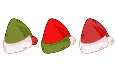 Cartoon Santa Hat Illustration. Set of Variation Colors. EPS 10 Vector
