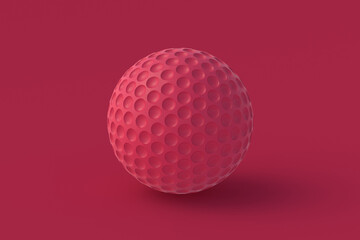 Golf ball of magenta on red background. Color of the year 2023. 3d render