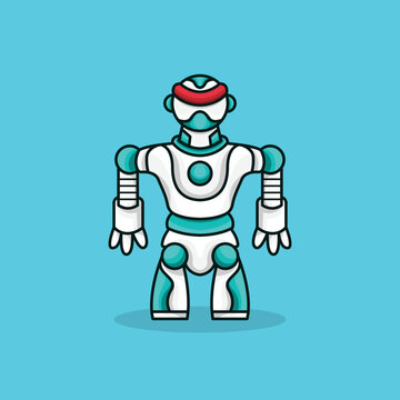 awesome Mecha humanoid robot guardian warrior logo mascot design that is dashing and futuristic