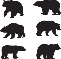 silhouettes of bears . various bear silhouettes on the white background