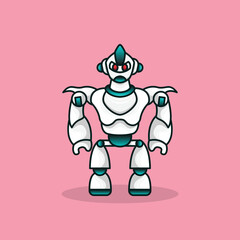 amazing Mecha humanoid robot guardian warrior logo mascot design that is dashing and futuristic