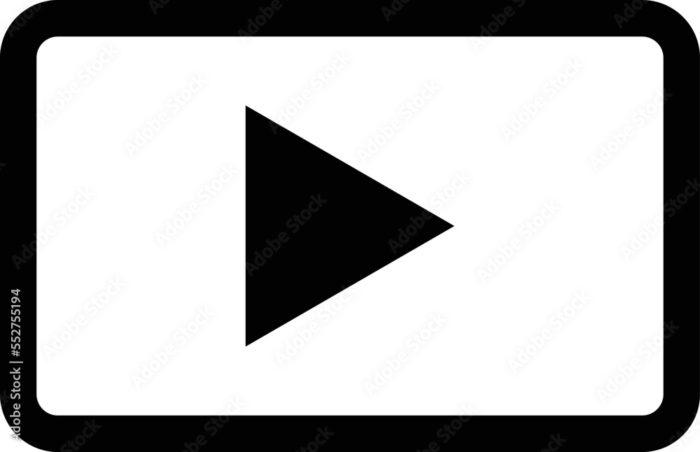 Poster video player button . rectangular play button icon vector