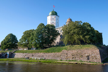 At the ancient Vyborg castle on a sunny August day, Russia