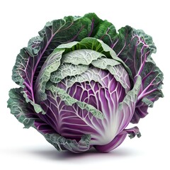 Obraz premium Cabbage isolated on white background. Ai generated illustration, Generative art.