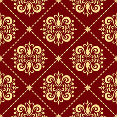 Red background Ethnic pattern traditional seamless pattern Aztec African embroidery Indonesian Indian for fabric print cloth dress carpet cloth dress fabric sarong rug