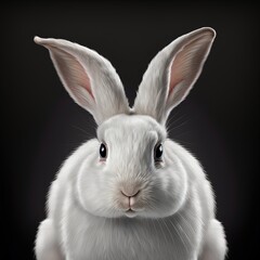 Obraz premium Weißer Hase oder Osterhase isoliert auf schwarzem Hintergrund