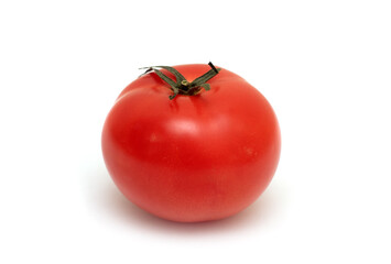 Red ripe tomato on a white background.